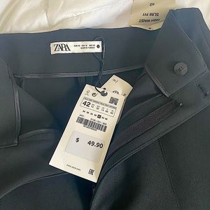 NWT Zara high waist slim fit black pant! Size 10